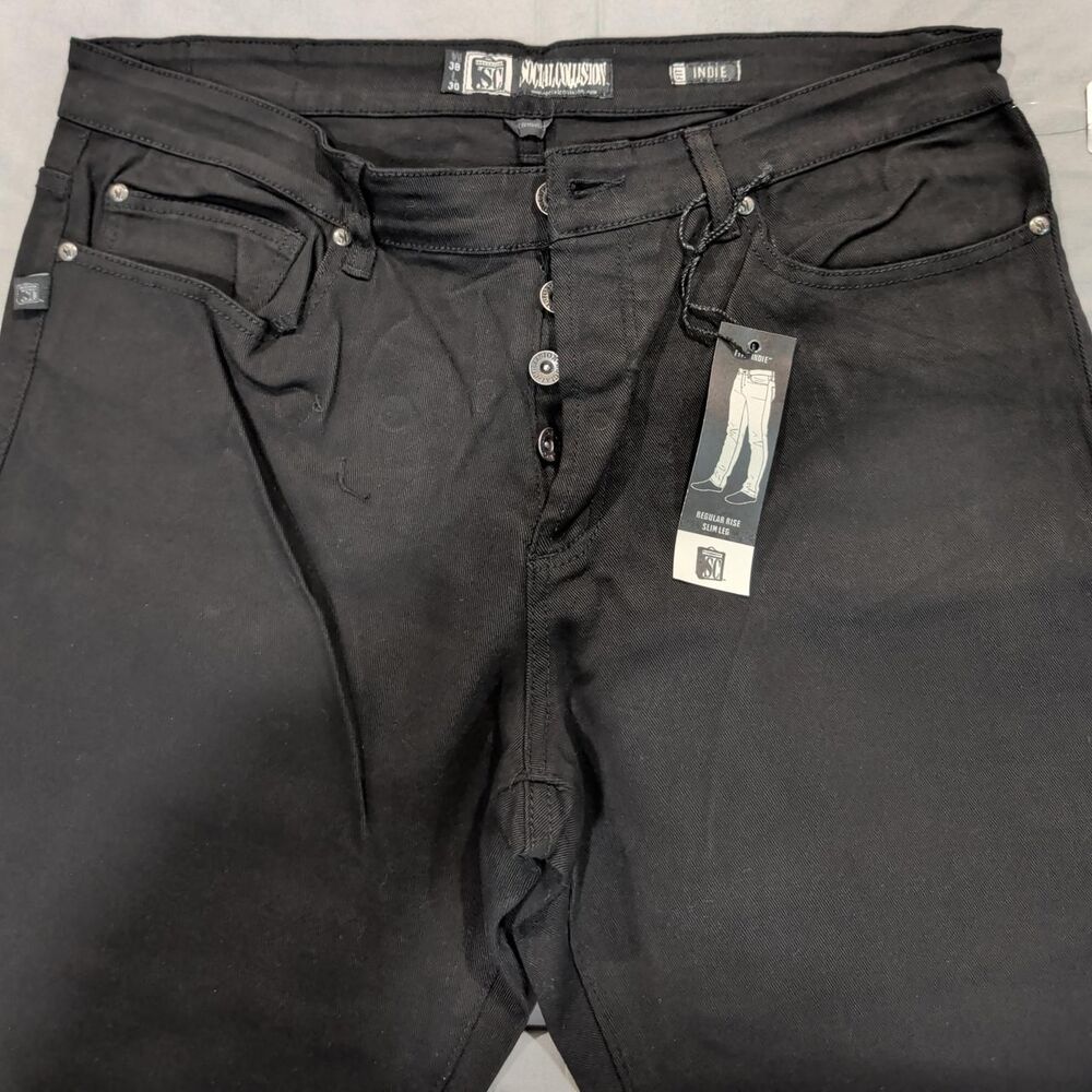Social Collision Men's Black Slim Fit Jeans - Size 38x30 NWT